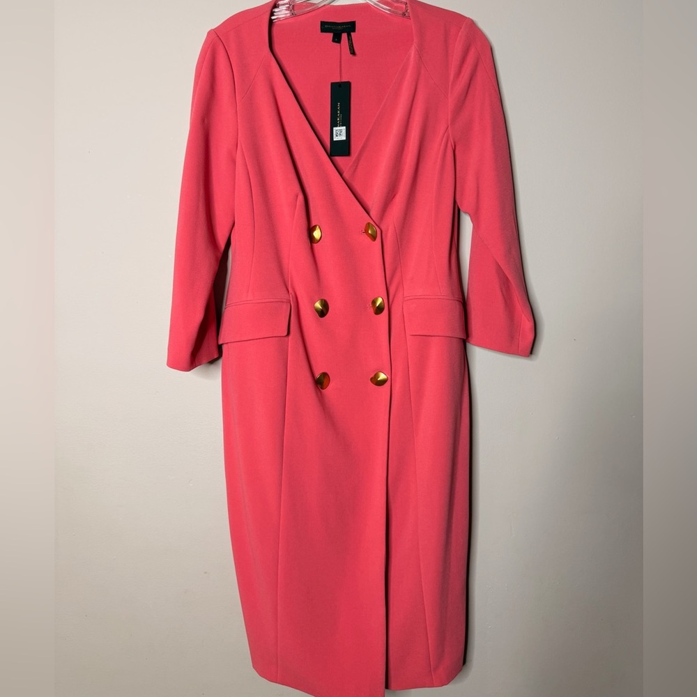 NWT Donna Karan New York 3/4-sleeve double-breasted midi blazer dress size - 8 - Picture 2 of 4